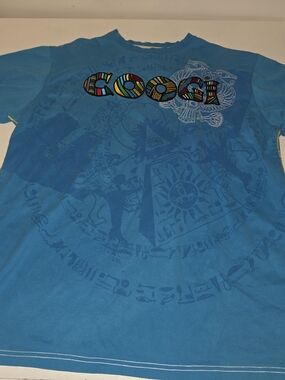 COOGI Blue Graphic Tee (Small Hole See Pic)